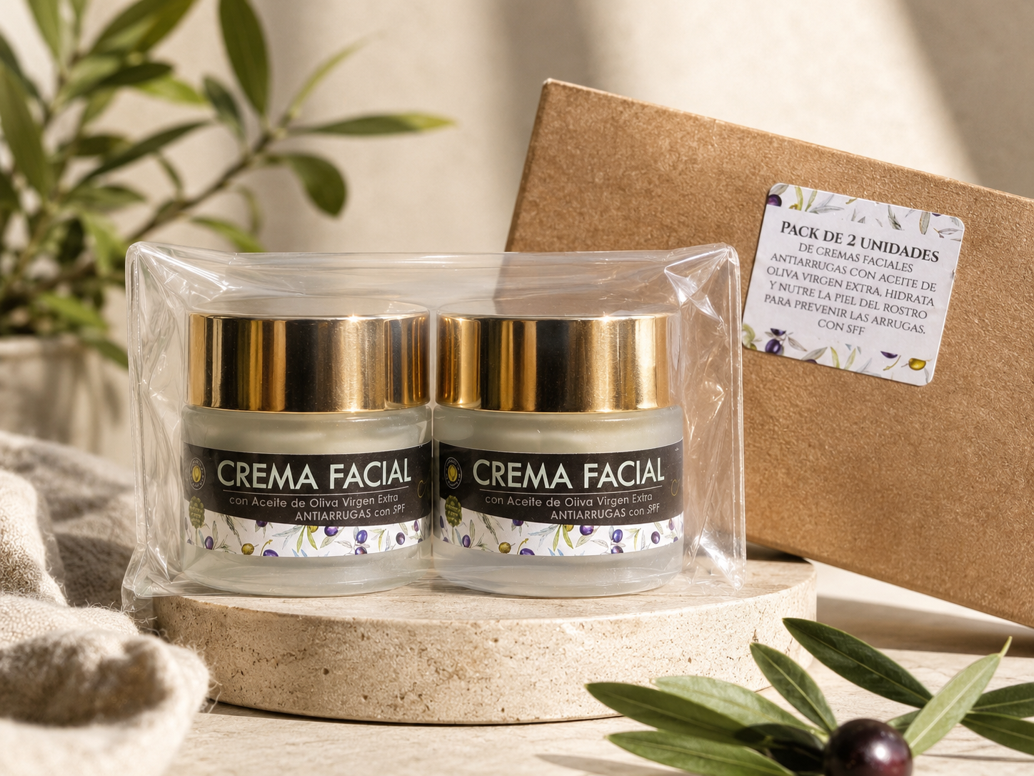 Crema Facial antiarrugas con Aceite de Oliva Virgen Extra