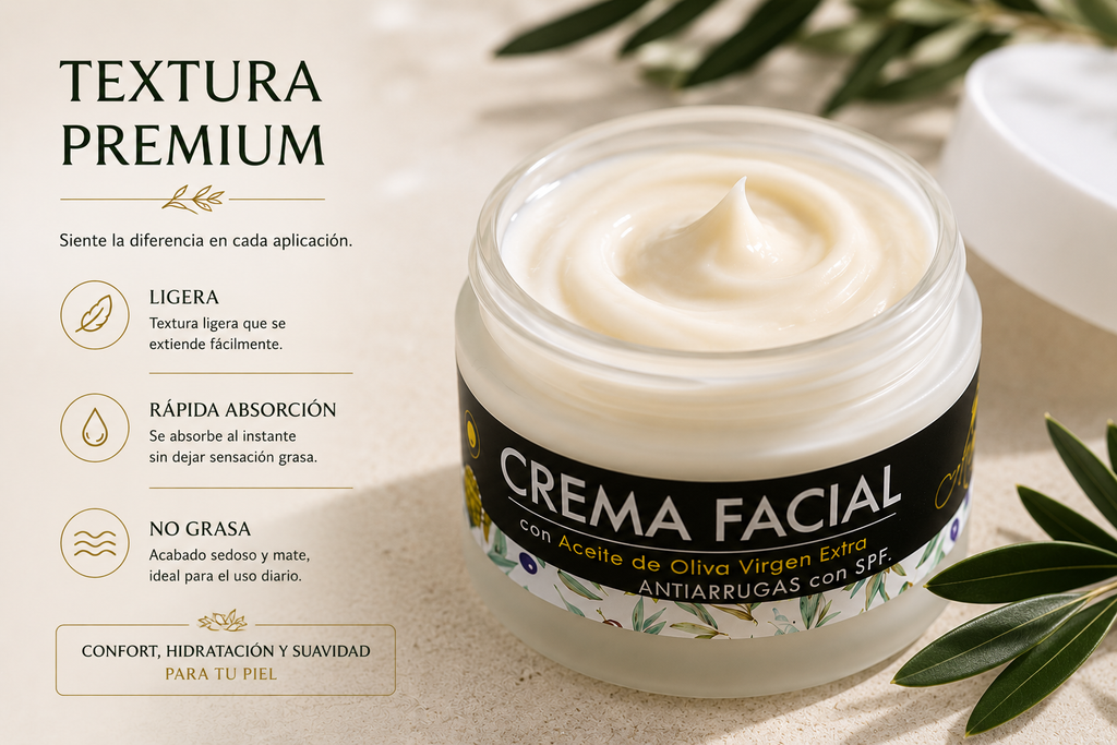 Crema Facial antiarrugas con Aceite de Oliva Virgen Extra