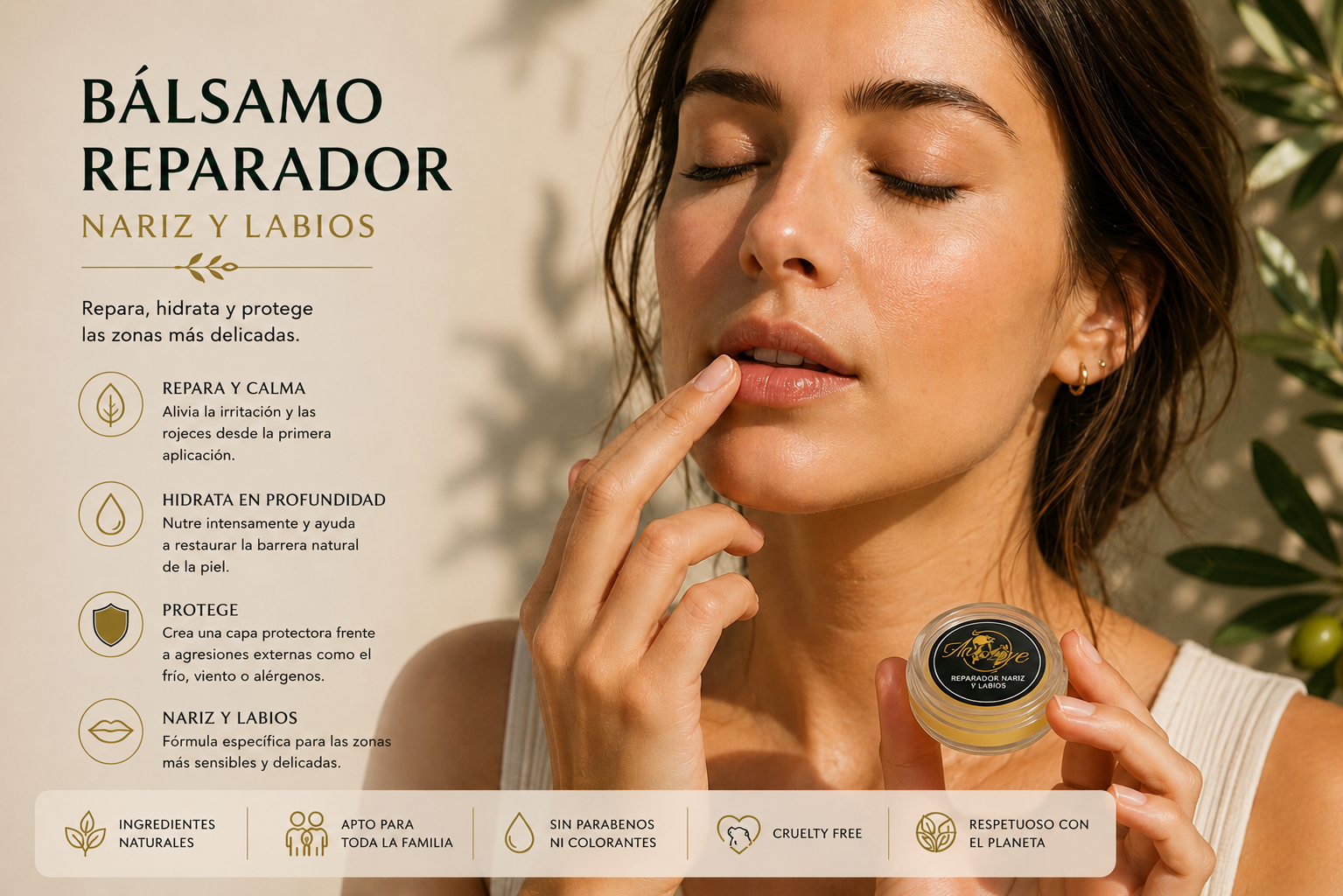 Bálsamo Labial Natural | Reparador Nariz y Labios